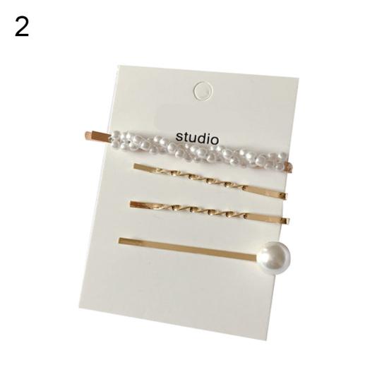 4Pcs/Set Girls Bowknot Heart Faux Pearl Hairpin Hair Clip Barrette Headwear Gift