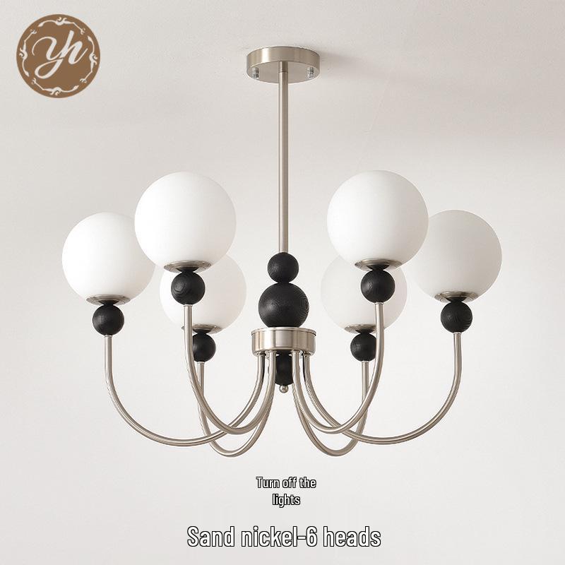 Mid-Century Magic Bean Solid Wood Chandelier: French Retro Light for Living Room or Bedroom.