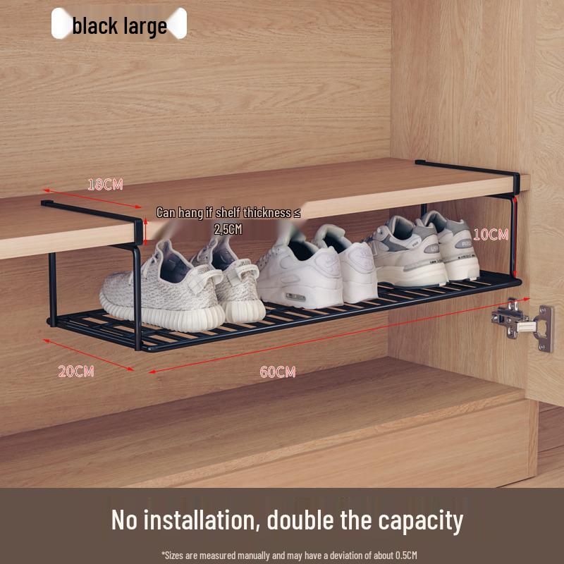 Foldable Space-Saving Shoe Rack with Dividers and Hanging Support