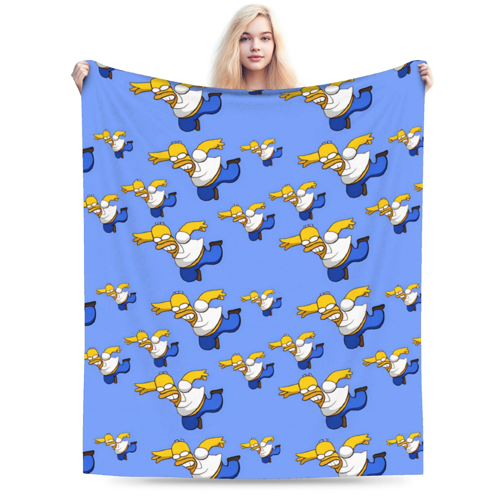 Funny S-Simpsons Homer Running Pattern Blanket Quality Soft Comfy Throw Blanket Spring Picnic Living Room Novelty Bedspread 75x90cm