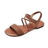 Large size sandals women's summer wear fashionable and versatile woven flat-bottomed fairy sandals