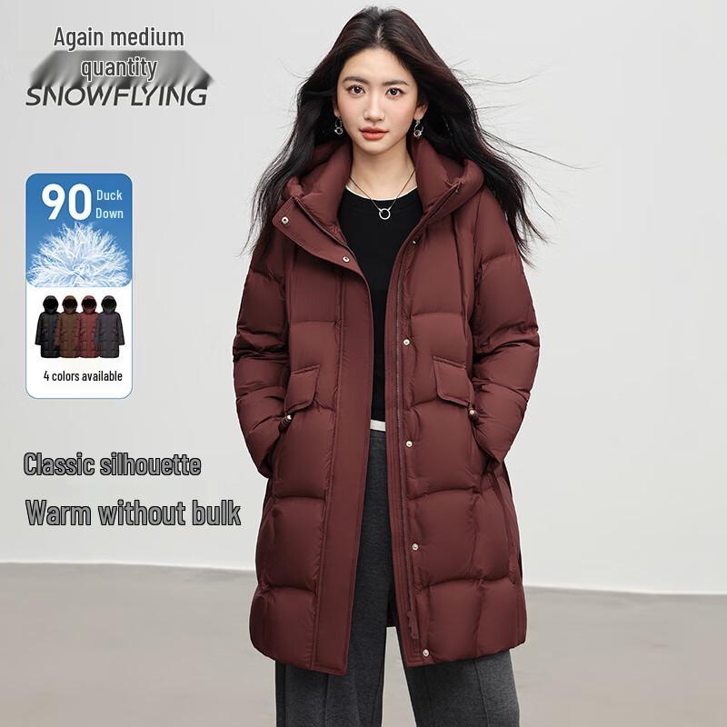 

SNOWFLYING Women s Hooded Mid-Length Winter Down Coat XL
