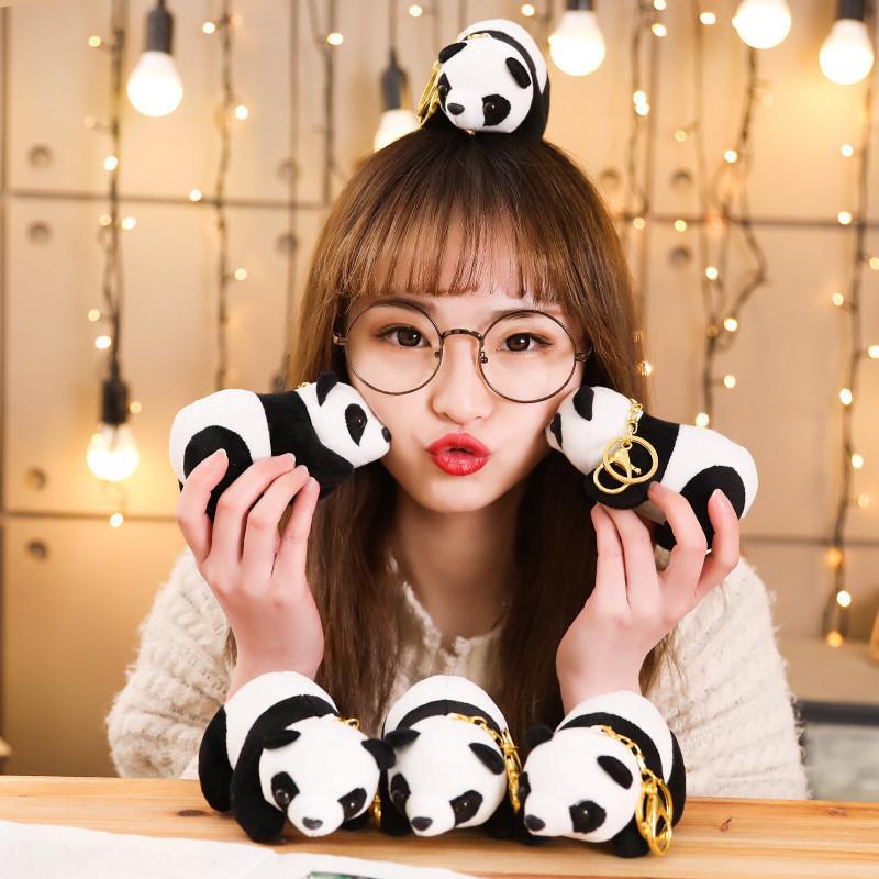 Lovable Real-life Panda Plush Keychain Cute Bear Stuffed Toy Gift