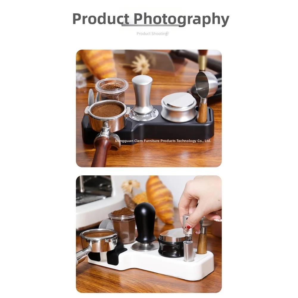 1 Set 25*11*4cm Kaffeetamper-Basis ABS Holz Espresso-Tamper-Basis 7 Siebträgerhalter Mit Mehrloch-Aufbewahrungszubehör