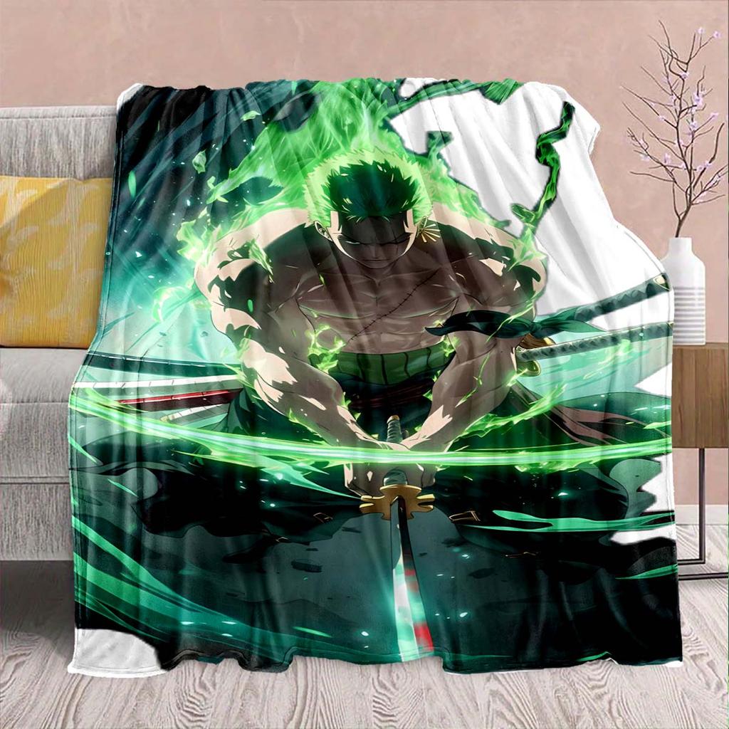One Piece Anime Flannel Blanket - Soft Warm Perfect for Sofa, Bedding Camping Travel Office Home Decor -QJY