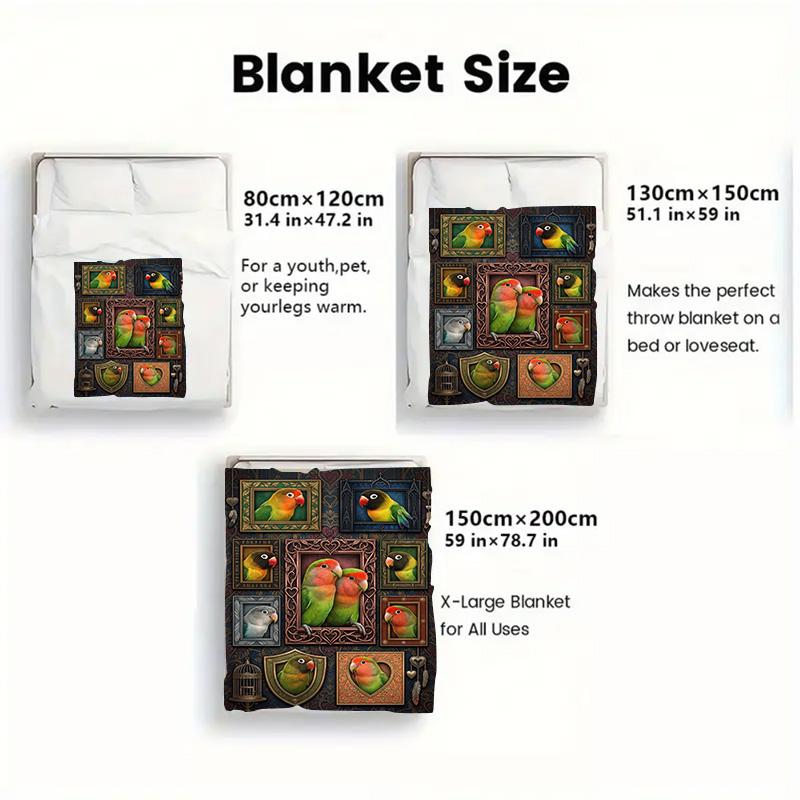 Parrot Portrait Gallery 2D Flat Pattern Flannel Blanket, High Quality All Seasons, Home Decor, Warmth and Comfort, Perfect for Christmas Gifts.