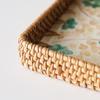 Rattan Storage Basket Colorful Shell Patterns Square Tray Desktop Storage Container Fruit Platter Wicker Basket Organizer