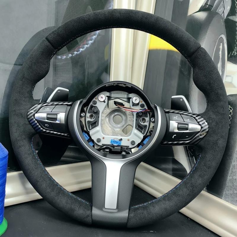 Car Steering Wheel Cover For BMW F87 M2 F80 M3 F82 M4 M5 F12 F13 M6 F85 X5 M F86 F33 X6 M F30 M Sport Suede DIY Steering Wrap