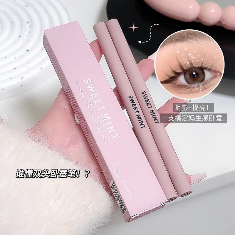Double Head Curved Moon Silkworm Pencil Highlight Contour Waterproof Smudge Proof Makeup