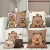 2D flat printing Cute Capybara Pillows Funny Cartoon Style Polyester pillowcase, sofa decorative cushion cov