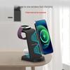Three-in-One Vertical Wireless Charger for Apple Devices: Phone, Earbuds, and Watch.