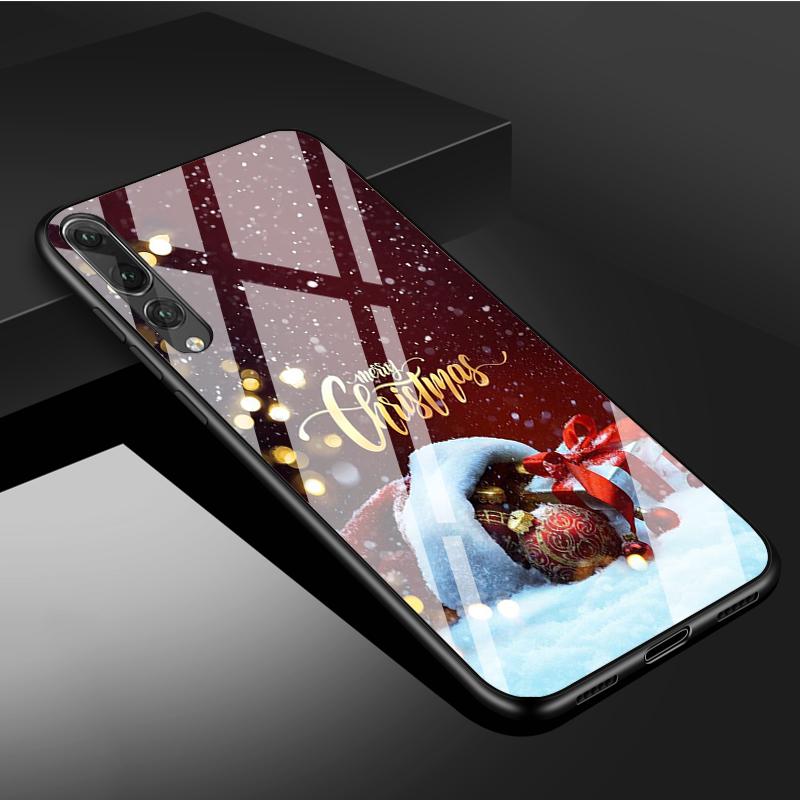 Merry Christmas Tempered Glass Phone Case For Huawei P20 P30 P40 P40 Lite Pro Psmart Mate 20 30 Cover Shell