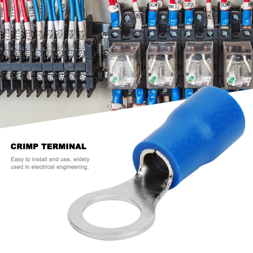 1000Pcs Cold Pressed O Type RV25 Brass Insulated Crimp Terminals Connectors Kit for Electric