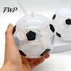 Tazza Festa Tifoso Pallone da Calcio Borraccia con Cannuccia, Tazza di Plastica a Forma di Pallone da Calcio da 500ml, Tazza con Coperchio per Bevande Sportive per il Giorno della Partita, Articoli da Regalo per Bere