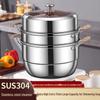 Three-Layer 304 Steel Steamer Pot with Large Capacity for Multi-Functional Cooking