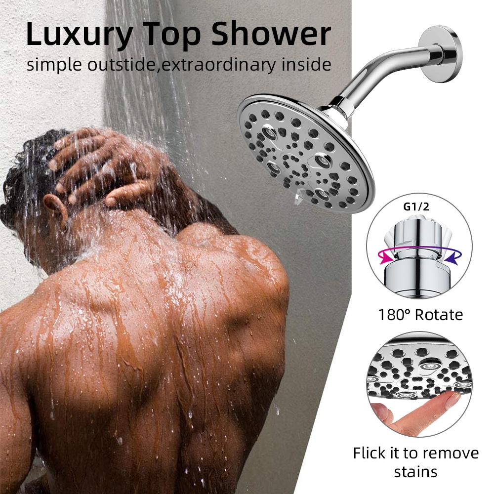 American Chrome Finish Brass Ball Valve Round Overhead Rainfall Showerhead with Fixed Spray