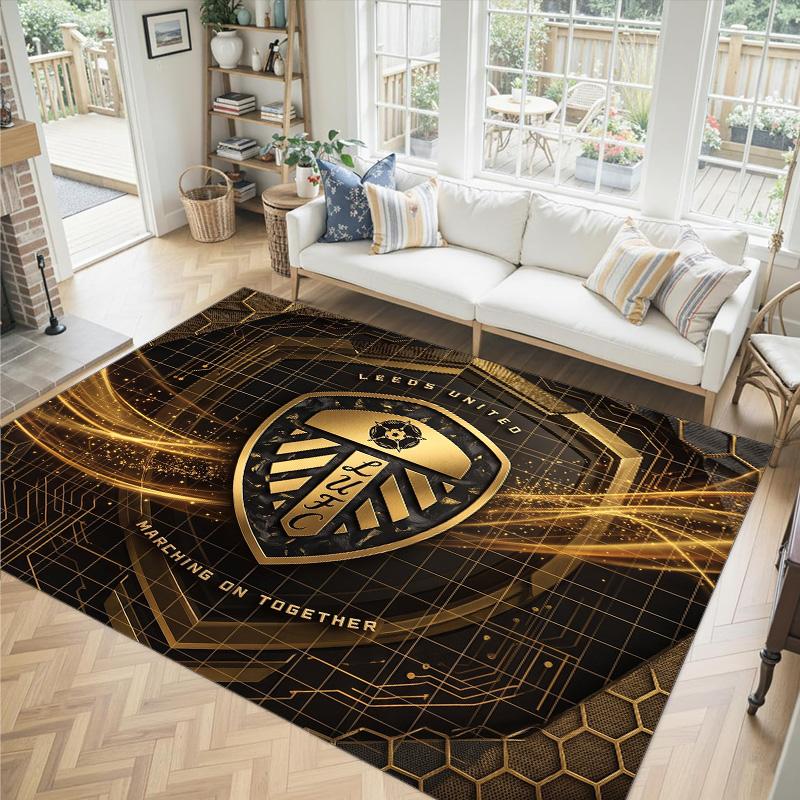 Leeds United Voetbal Ontwerp Kristal Fluweel Tapijt Gezellig Niet?Antislip Bedrukt Tapijt Voor Slaapkamer Woonkamer Entree
