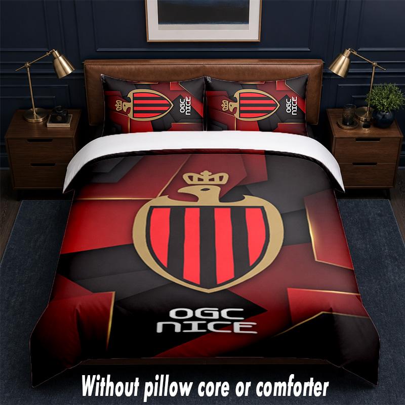 OGC Nice FC Design Bed Bedding Set 1 Duvet Cover + 2 Pillowcases Soft Breathable Household Bed Linens