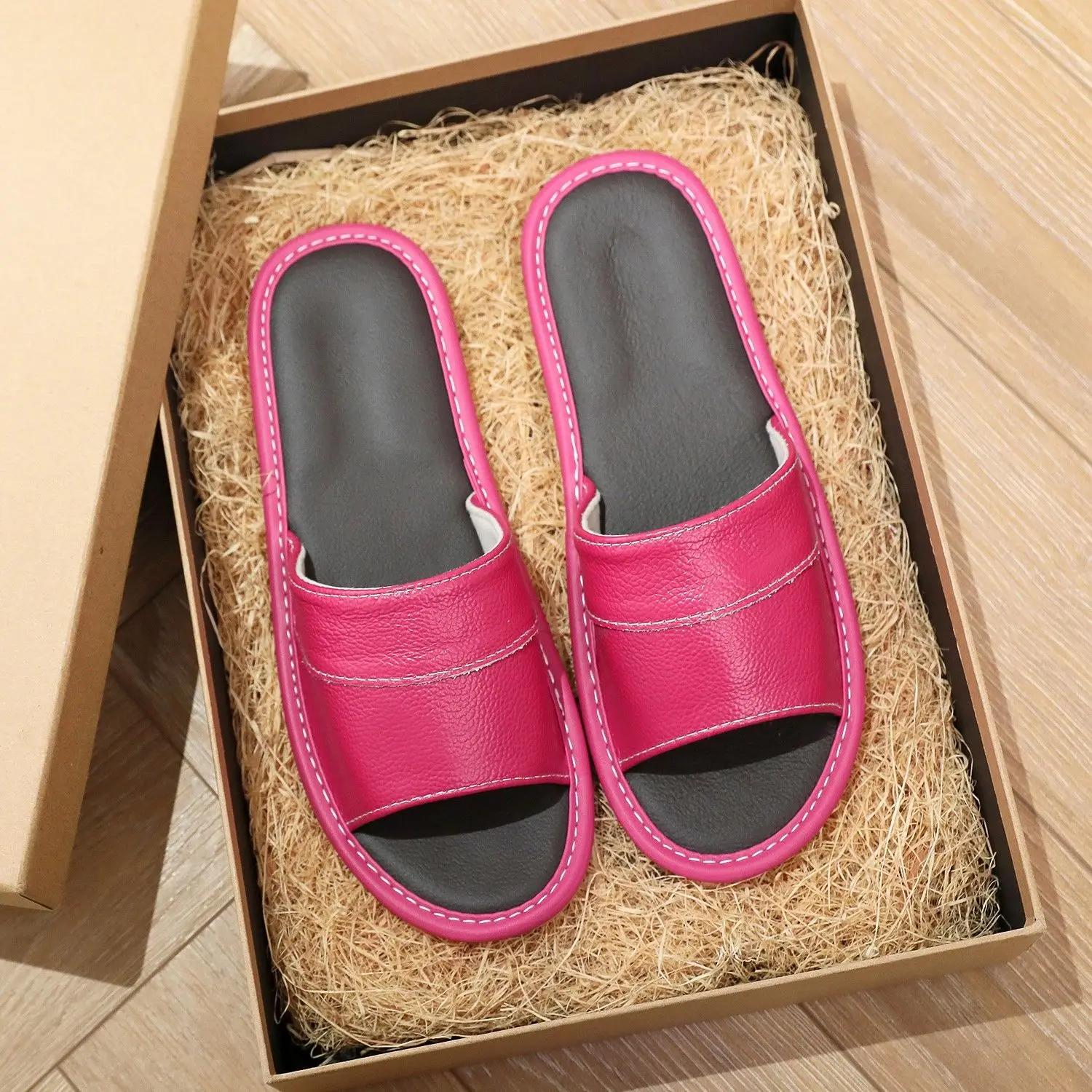 

Fashion Walk Around Home Slippers for Men House Indoor Genuine Leathe Soft Shoes Sabot Fun Low Price Summer Sale Adult Y2k Sandals Man 43-44