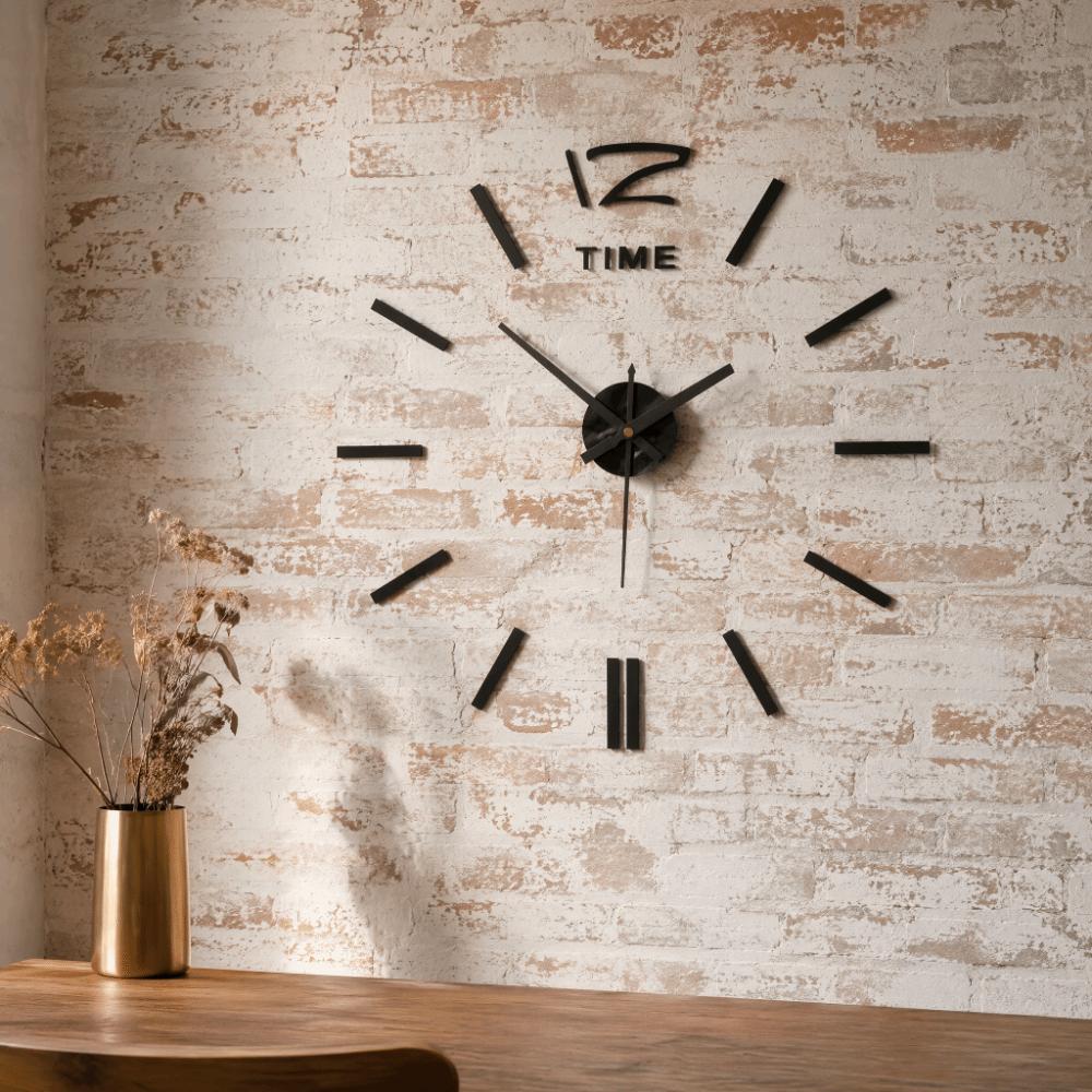 Battery Operated Wall Clock Sticker Frameless Wall Clock Decor DIY Clock Kit Office Decoration