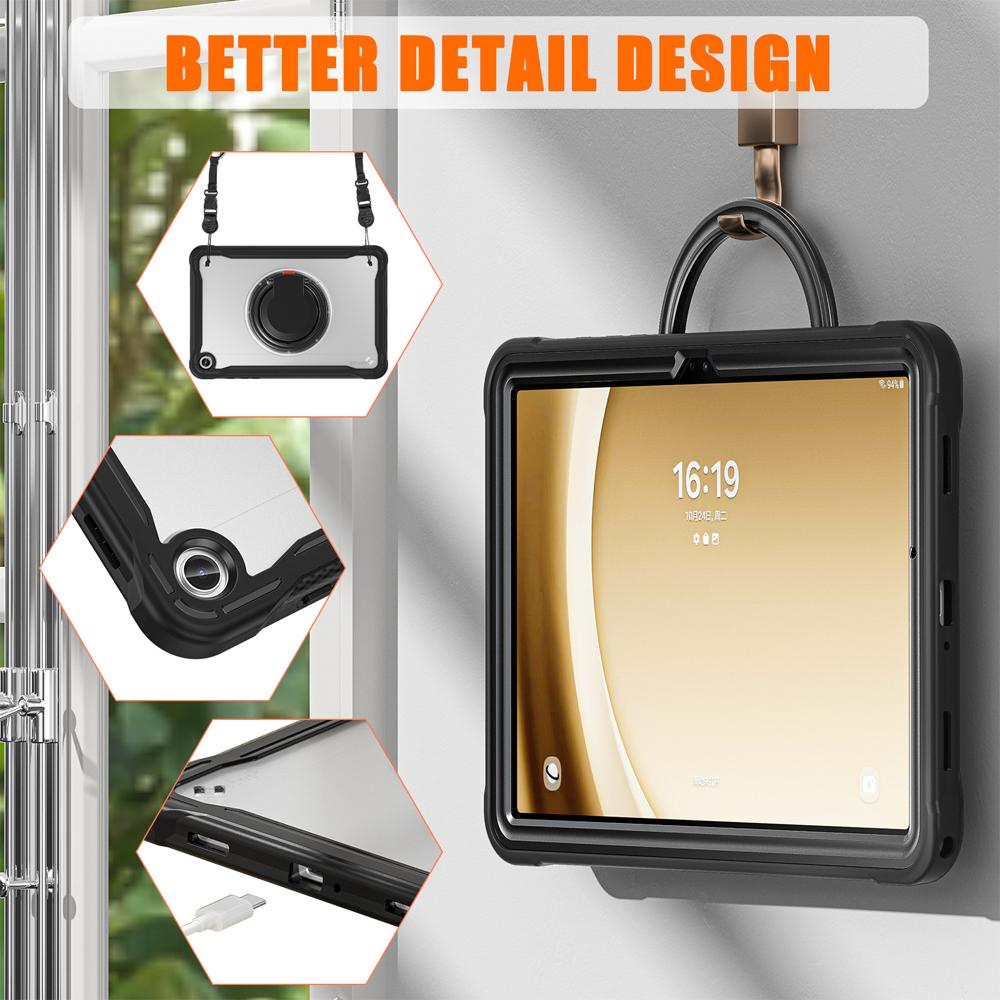 TPU+PC Portable Tablet Cases for Samsung Galaxy Tab A11+/A9 Plus/A11 Plus/A9 Case X236/X216/X135 Cover Rotate Coque Stand Shell