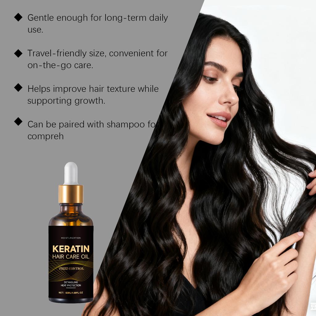 Keratinový vlasový olej 50 ml, Vyživující vlasový olej, Keratinová vlasová maska, Regenerační vlasový olej