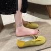 Women's Summer Footwear Round Toe Flats Shoes for Woman 2024 Green Low Heel Elegant with Straps Flat on Offer Dress Korean Style