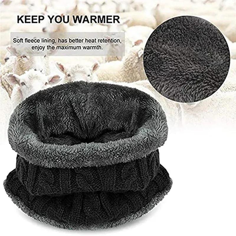 Winter Hats Knit Cap Men and Women Wool Hat Coral Fleece Scarf Outdoor Riding Hat Warm Thickening Plus Wool Neck Protect Cap