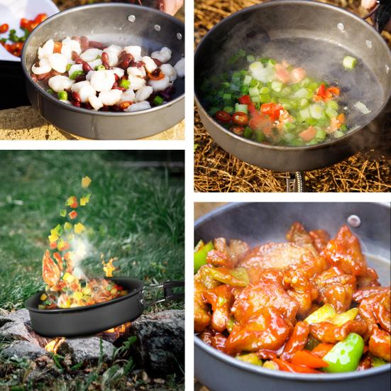 16Pcs Camping Cookware Mess Kit Portable Cookset Bowls Utensil Pots Pans Kettle for