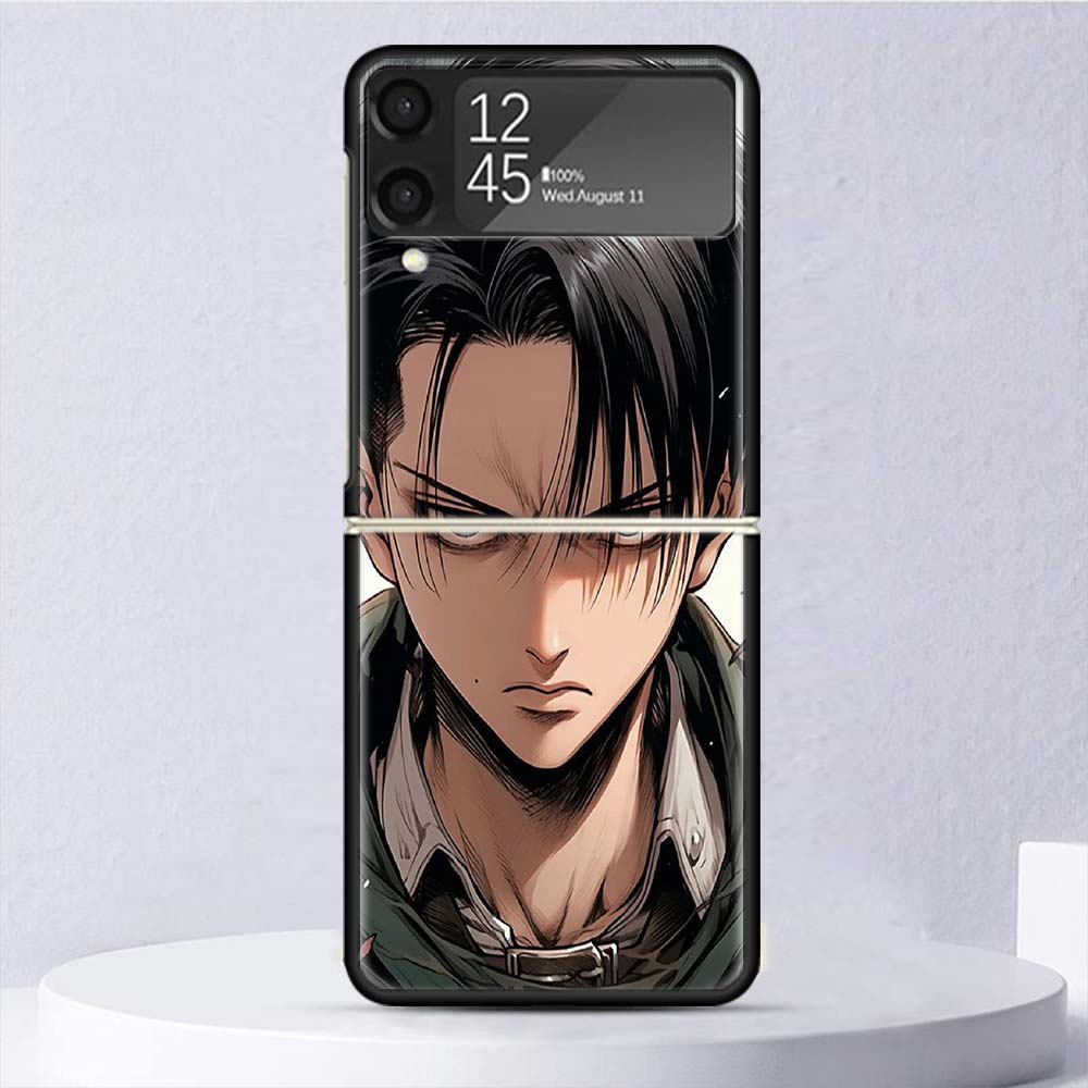 A-Attack On T-Titan Levi Shockproof Case For Samsung Galaxy Z Flip 7 6 5 4 3 5G Phone Cover Z Flip3 Flip4 Flip5 Flip6 Flip7 Shel