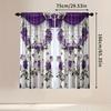 2 Pcs Purple Floral Print Curtains – Polyester Rod Pocket Design for All-Season Decor   Perfect for Bedroom Living Room & More