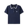 Classic Series Retro Color Block Knitted Polo Shirt Women Tops L226W065-0620