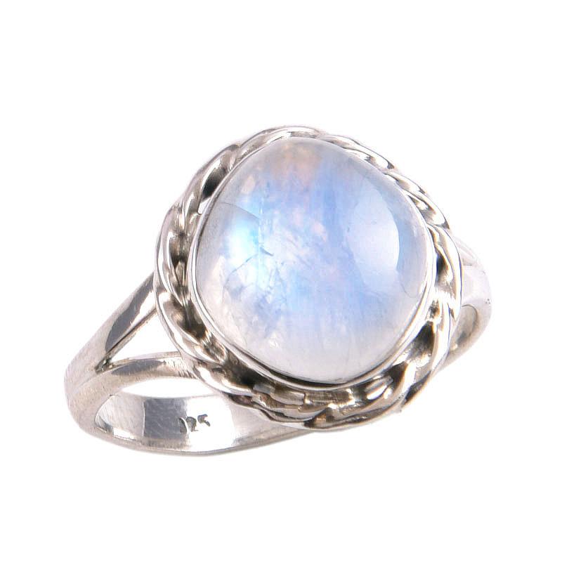 Natural Rainbow Moonstone Gemstone Handmade 925 Solid Silver Gift Ring S.7 S3O24