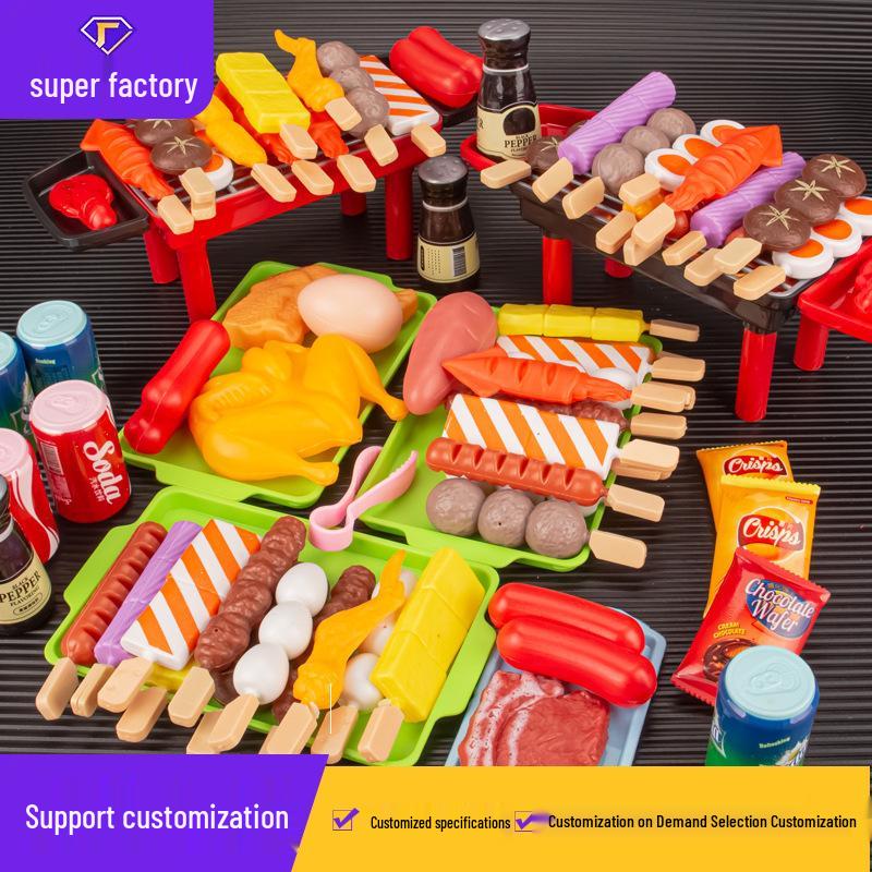 Kids' Role-Play BBQ Grill Toy Set with Skewers & Kitchen Accessories