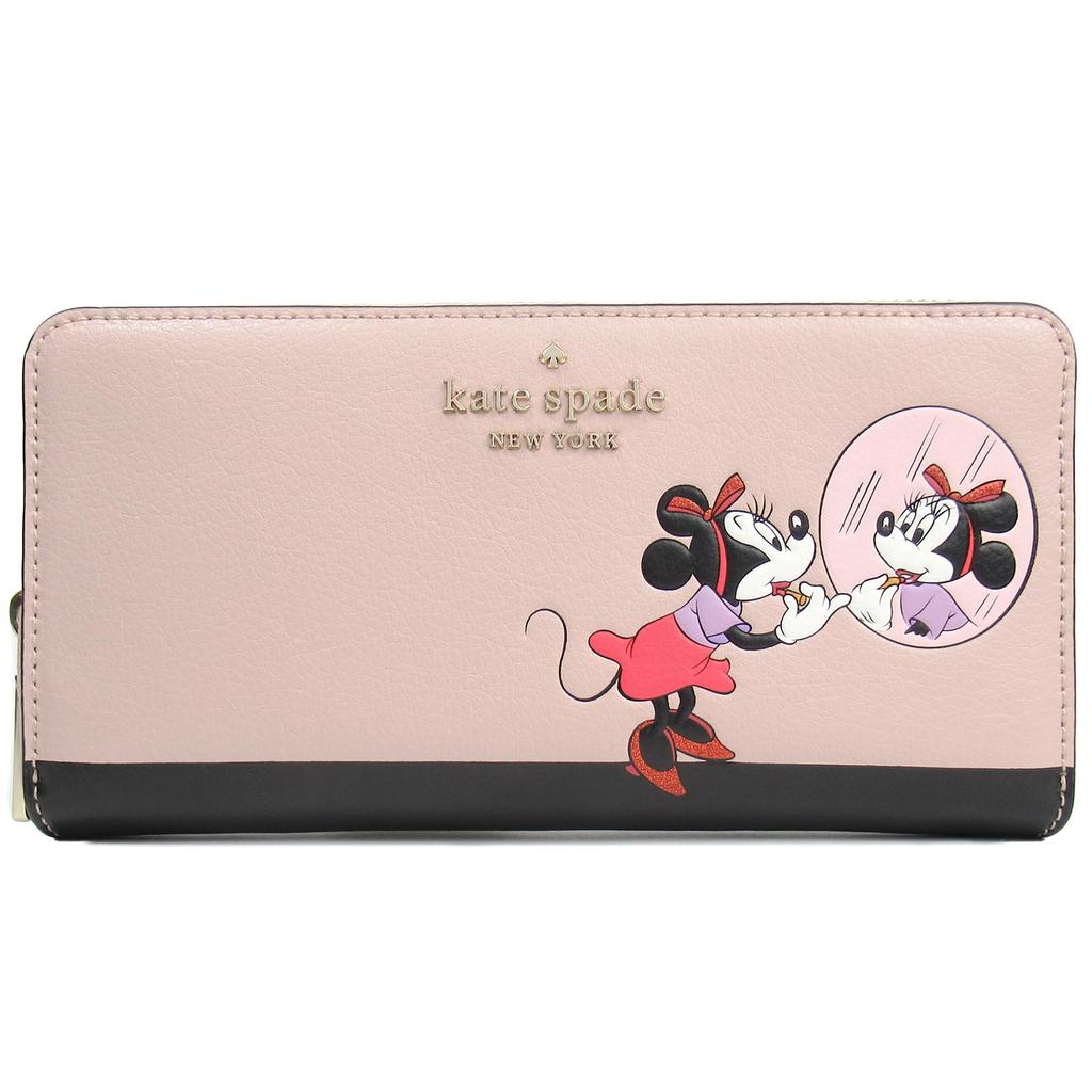Kate Spade Wallet Leather Disney Collaboration Disney Minnie Mouse Round Zip Long Wallet Minnie Mouse Large X Vellum Featured!! Collaboration!!