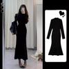 Women's Black Fishtail Skirt Dress - Spring/Autumn Hip-Hugging Long Skirt 2026 New Style