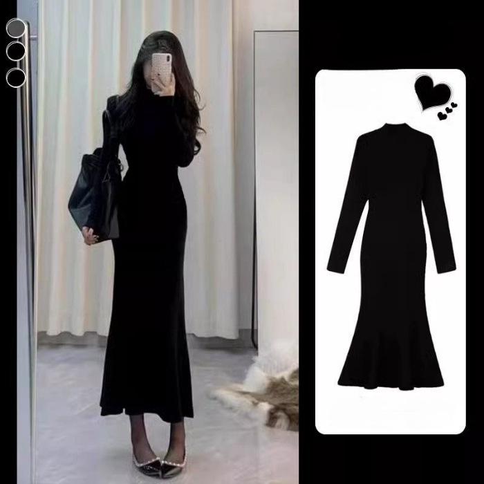 

Women s Black Fishtail Skirt Dress - Spring/Autumn Hip-Hugging Long Skirt 2026 New Style Small (S)