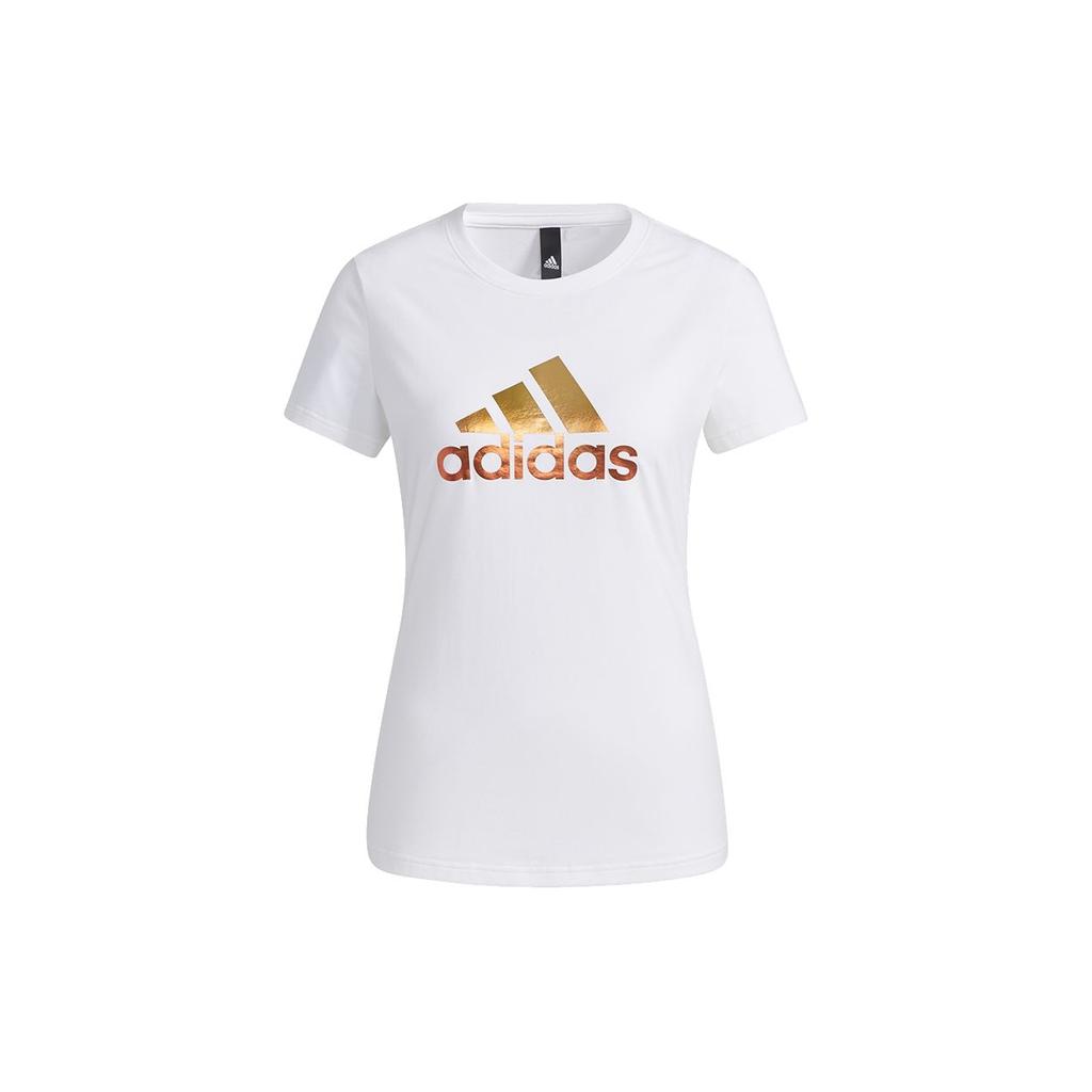 adidas Fi Tee Foil Logo Print Sports Short Sleeve T-Shirt Women Tops White GP0683
