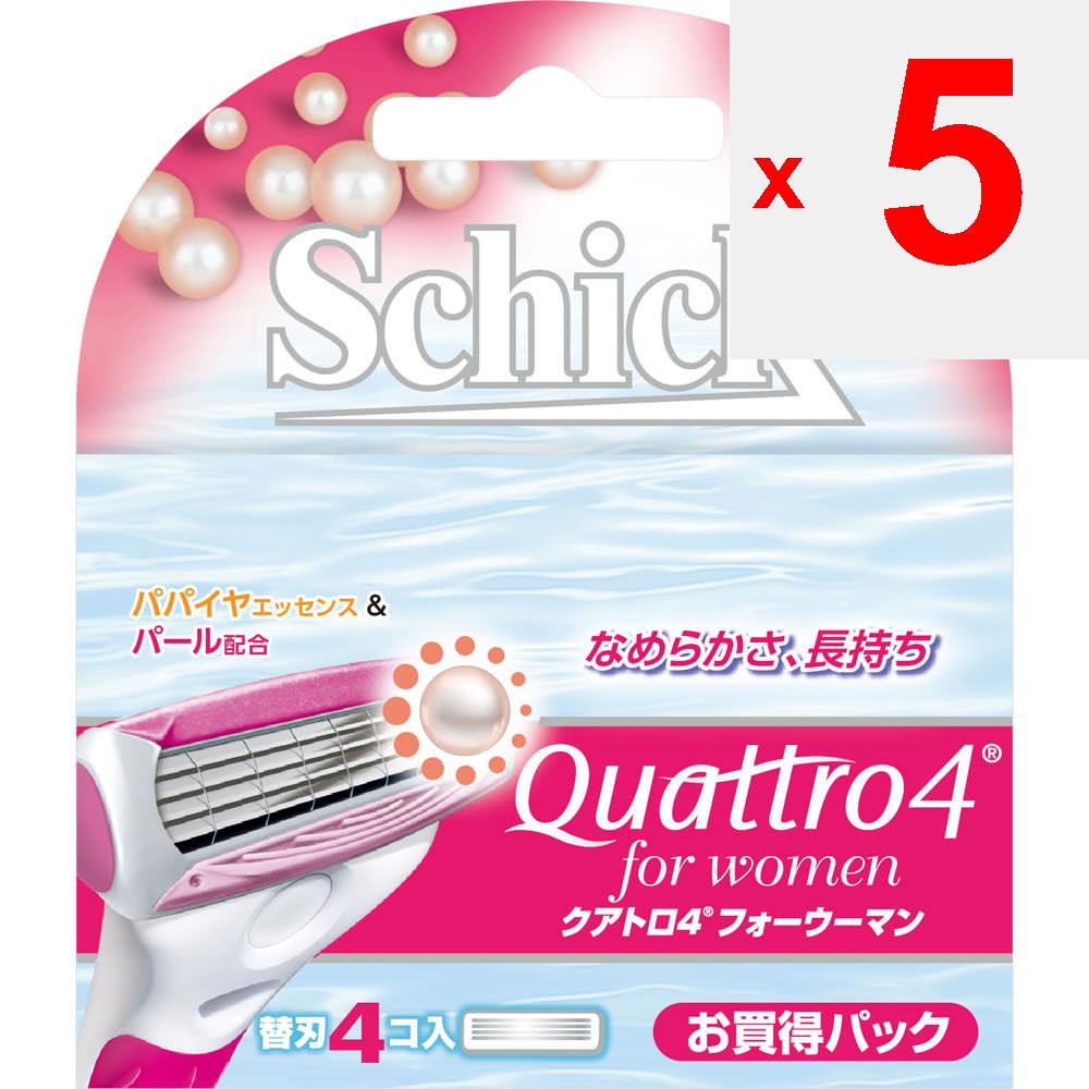 Sic Japan Schick Quattro 4 for Woman - 4 Replacement Blades Replacement Blades for Women Women's Razors Replacement Blades for Women