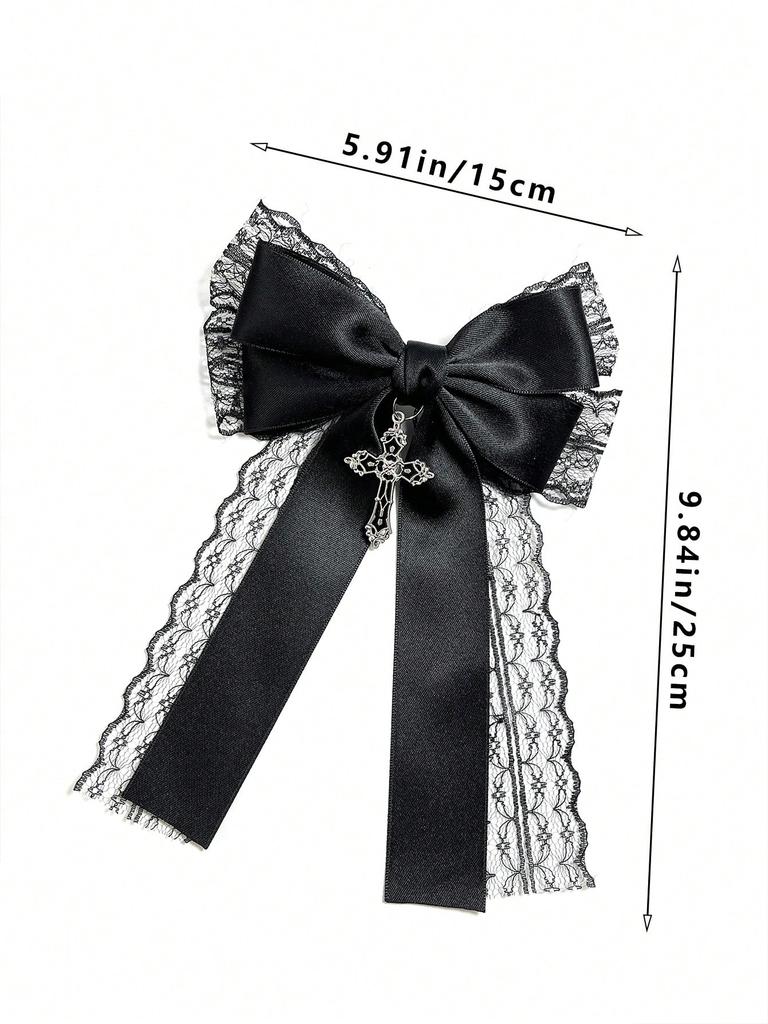 Ladies' Black Lace Bow Hair Accessory Hair Clip Gothic Cross with Dark Style