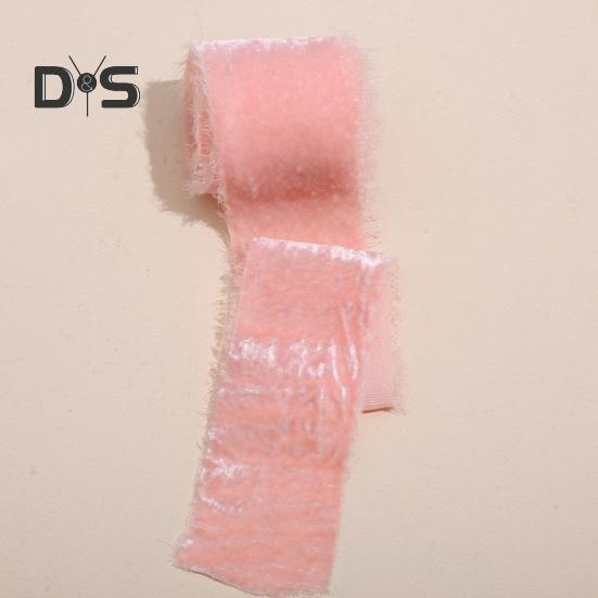 1 rulle sammetsband sliten kant enfärgad band i rustik stil fransar Boho presentförpackningsband för bukett julgran