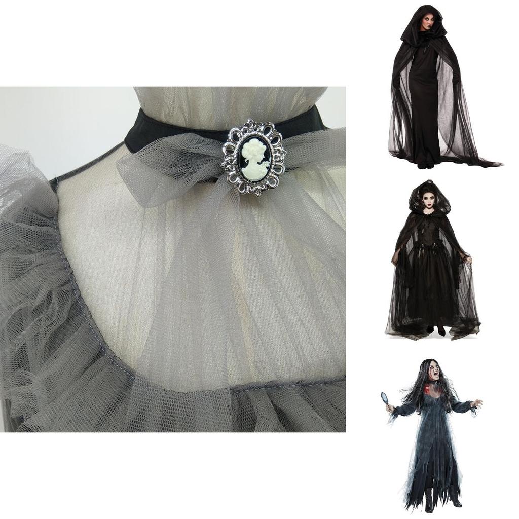 Gruseliges Geisterbraut-Kostüm für Damen Halloween Cosplay Party Elastizität Umhang Handschuhe Rock S-xxl