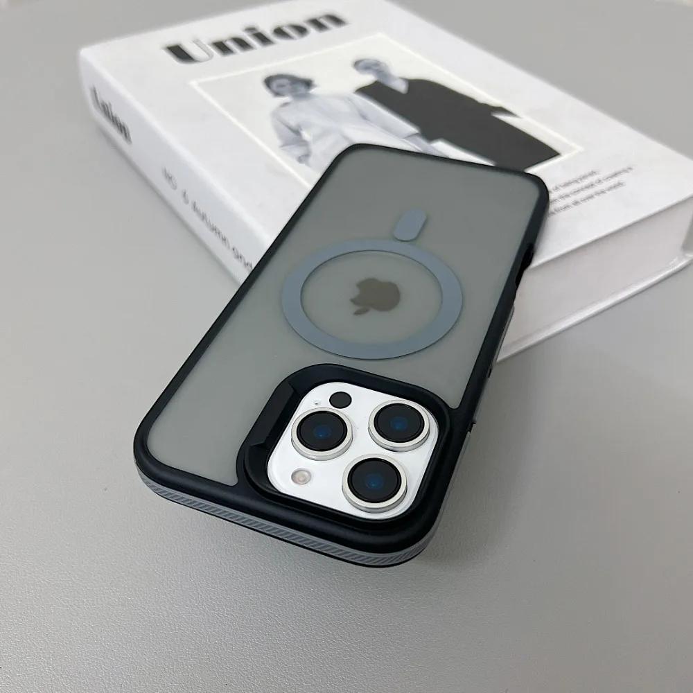Luxus Magnetische Farbe Matt Durchscheinende Panzer Stoßfeste Hülle Für iPhone 11 12 13 14 15 16 ProMax Magsafe Kabellose Ladeabdeckung