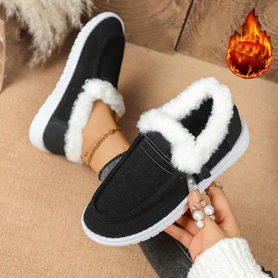 Mode Damen Neu Warm Lässig Winter Plüsch Knöchel Ballerinas Weiblich Lässig Baumwollschuhe Damen Runde Zehe Sportliche Slipper Damen