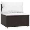 vidaXL Garten-Mittelsofas mit Kissen 2 Stk. Braun Poly Rattan