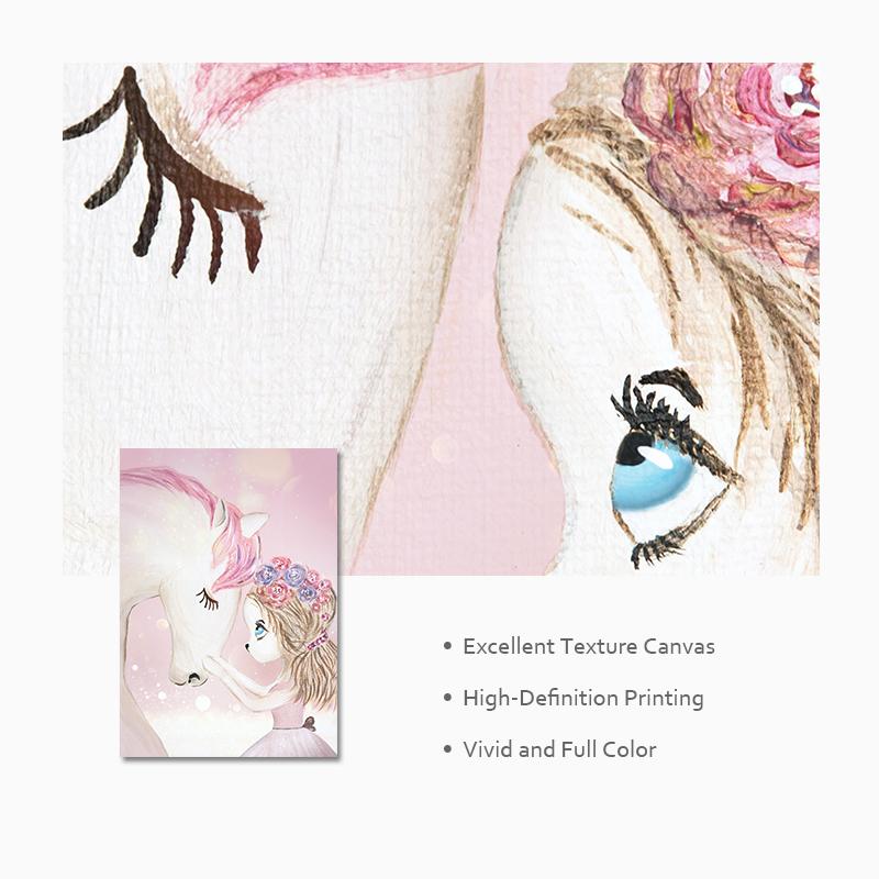 Pink Nursery Girl Flower Wall Art Canvas Painting Horse Swan Nordic Posters and Prints Wall Pictures for Living Room Kids Room