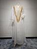 AB320 Tulle Embroidered Sequined Muslim Evening Dress - Arabic Dubai Style Robe for Middle Eastern Women