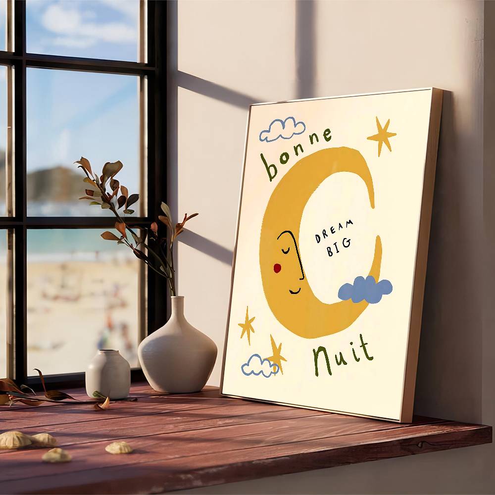 Bohemian Sun Moon Animal Cartoon Illustration Classic Vintage Posters Whitepaper Prints Posters Artwork Kawaii Room Decor