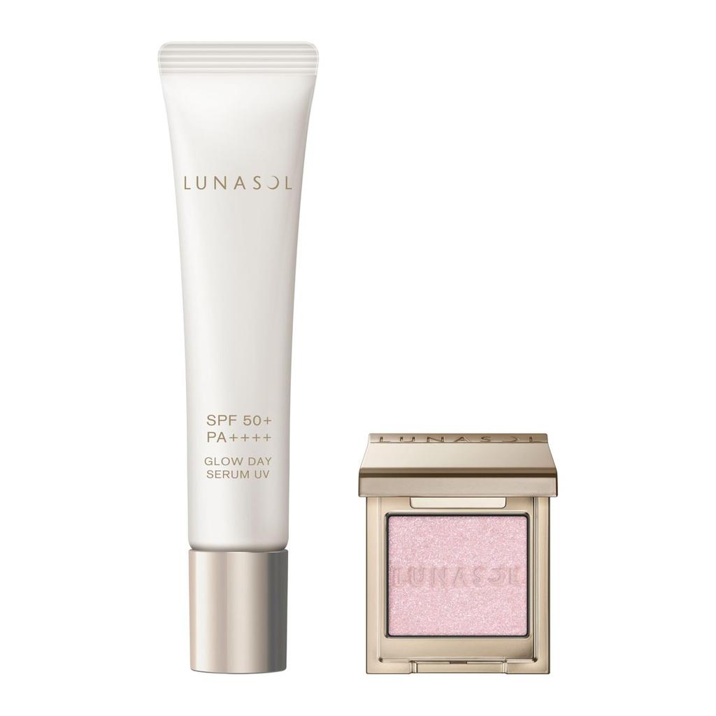 LUNASOL Glow Day Serum UV Limited Kit (Serum 15g + Mono Eyecolorations Eyeshadow EX15) - Translucent Glow & Sunscreen Makeup Set