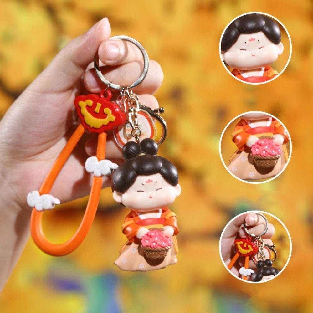 Flower Tang Dynasty Doll Pendant Resin Car Key Ring Creative Chinese Style Keychain Gifts